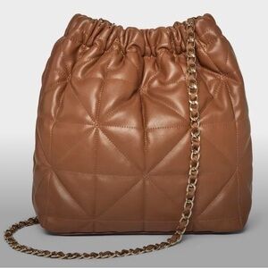 Rouched Quilted Chain Crossbody Brown A New Day NWT